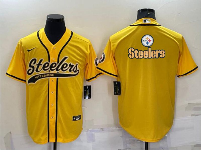 Cheap Men Pittsburgh Steelers Blank Yellow 2022 Nike Co branded NFL Jerseys1